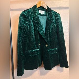 Velvet animal print blazer
